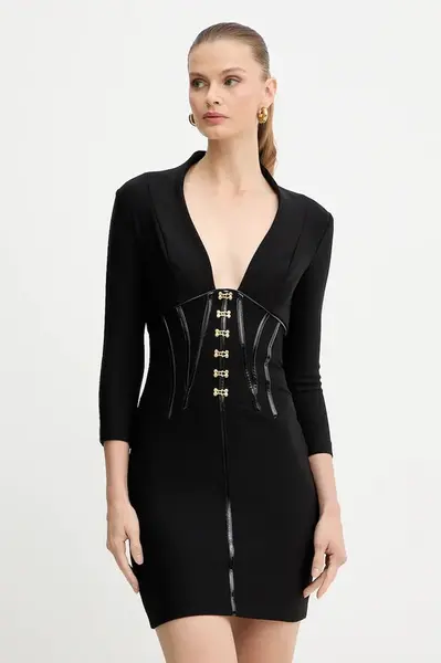 Šaty Elisabetta Franchi černá barva, mini, přiléhavé, AB79757E2