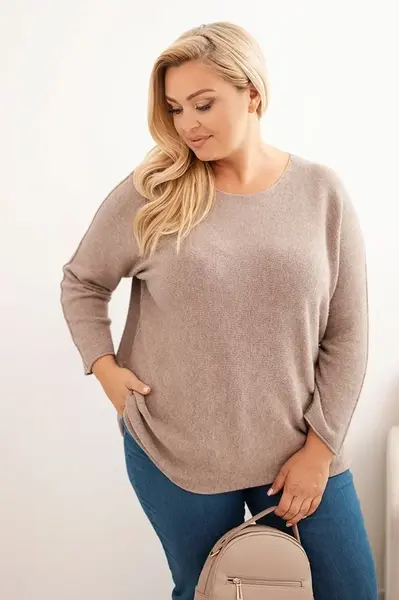 Kesi Włoski Dámsky sveter plus size s lodičkovým výstrihom fango