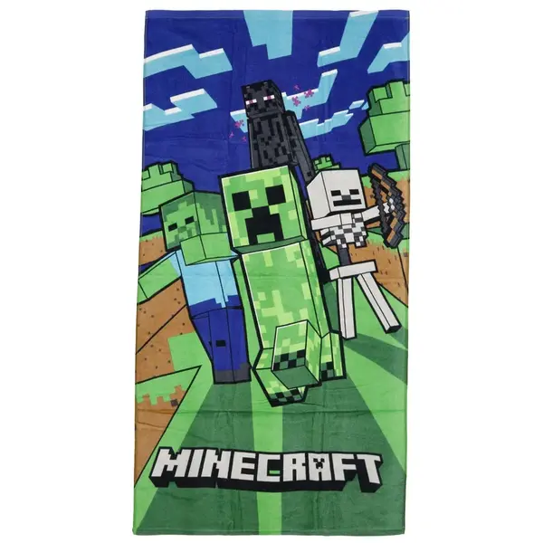 Hravý dětský ručník Minecraft Creeper, zelená
