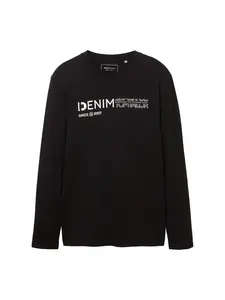 TOM TAILOR DENIM Tričko  čierna / biela