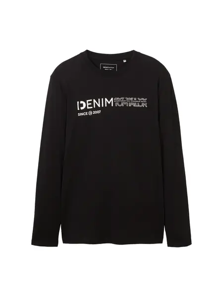 TOM TAILOR DENIM Tričko  čierna / biela