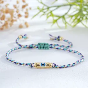 Brass Enamel Evil Eye Beaded Braided Bracelets