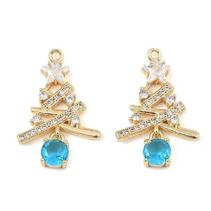 Brass Micro Pave Cubic Zirconia Pendants