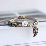 Adjustable Handmade Porcelain Flower Beads Braided Beads Bracelets