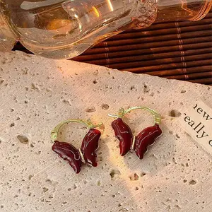 Alloy Enamel Hoop Earrings