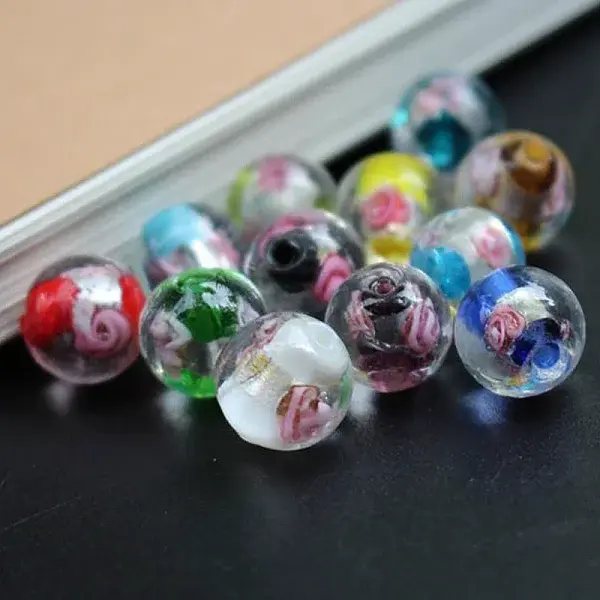 Handmade Silver Foil Glass Beads