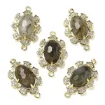 Natural Labradorite Faceted Oval Connector Charms