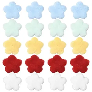 50Pcs 5 Colors Single Face Wool Fibre Cabochons