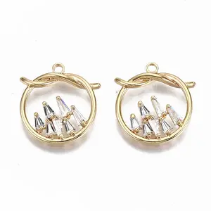 Brass Micro Pave Clear Cubic Zirconia Pendants