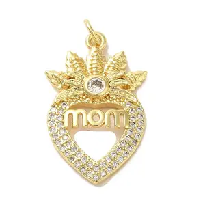 Mother's Day Brass Micro Pave Clear Cubic Zirconia Pendants