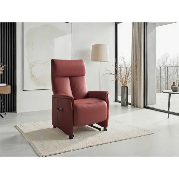 Sit & More RELAXAČNÍ KŘESLO, kůže, červenohnědá