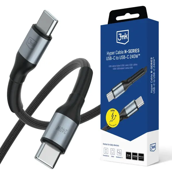 3mk Hyper Cable N-SERIES USB-C / USB-C 2m 48V/5A 240W černá