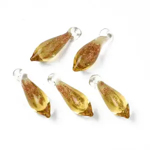 Handmade Gold Sand Lampwork Pendants