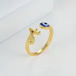 Golden Brass Letter A Open Cuff Rings
