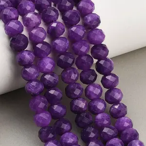Faceted Dyed Natural White Jade Beads Strands