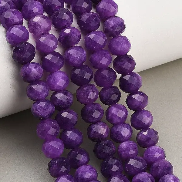 Faceted Dyed Natural White Jade Beads Strands