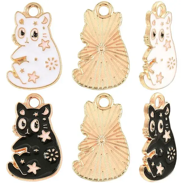 10Pcs 2 Colors Alloy Enamel Pendants