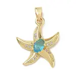 Brass Deep Sky Blue Cubic Zirconia Pendants