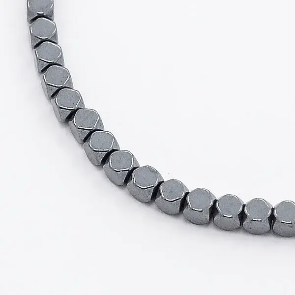 Faceted Non-magnetic Synthetic Hematite Cube Beads Strands