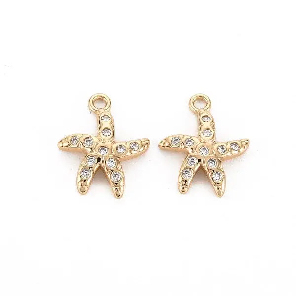 Brass Micro Pave Clear Cubic Zirconia Charms