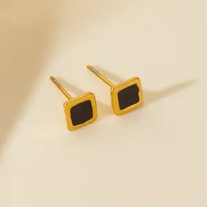 304 Stainless Steel Square Stud Earrings