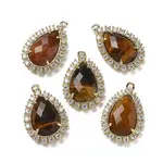 Natural Tiger Eye Faceted Teardrop Pendants