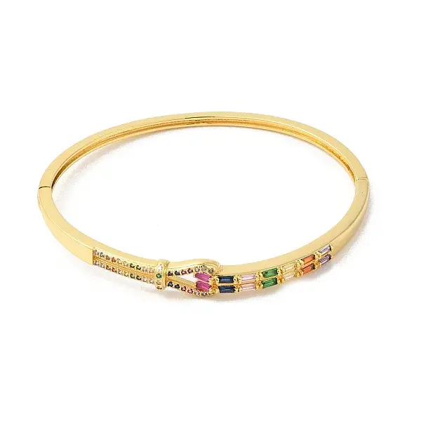 Colorful Cubic Zirconia Knot Hinged Bangle