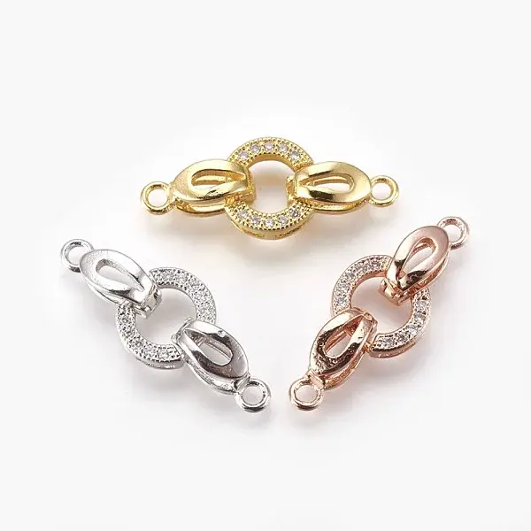 Brass Micro Pave Cubic Zirconia Fold Over Clasps
