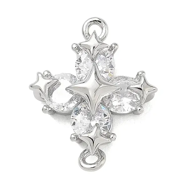 Brass Pave Clear Cubic Zirconia Connector Charms