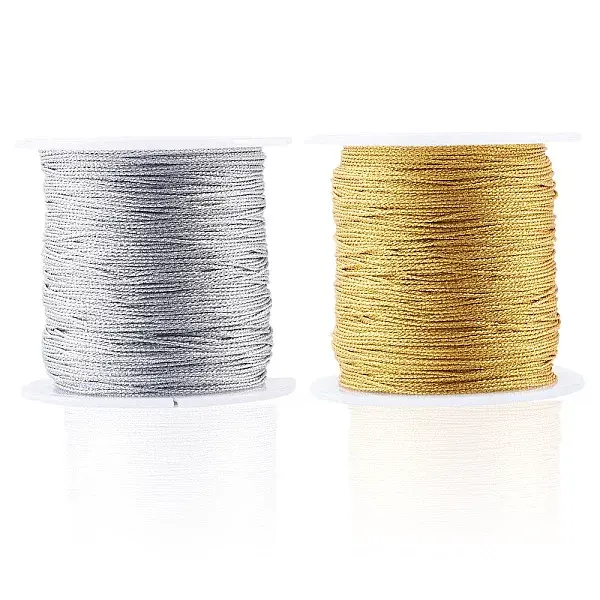 2 Rolls 2 Colors 9-Ply Round PET Metallic Thread