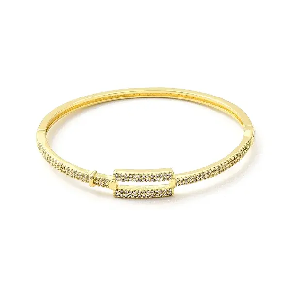 Clear Cubic Zirconia Hollow Out Rectangle Hinged Bangle