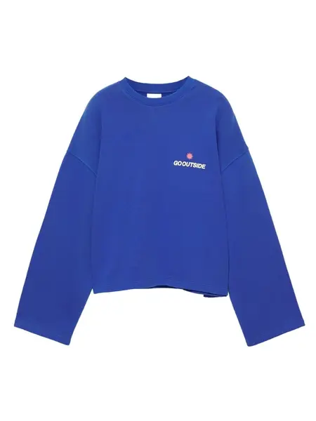 Pull&Bear Mikina 'PACIFIC GO OUTSIDE'  piesková / modrá / oranžová
