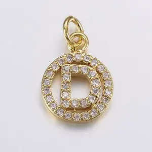 Long-Lasting Plated & Rack Plating Brass Micro Pave Cubic Zirconia Letter Charms