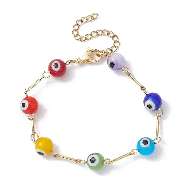 Lampwork Evil Eye Link Chain Bracelets
