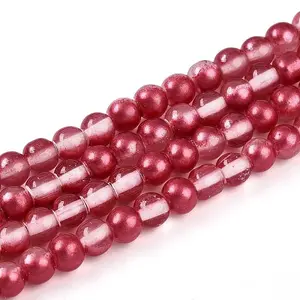 Baking Paint Transparent Glass Beads Strands