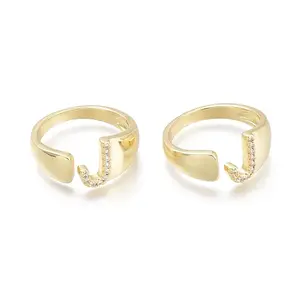 Brass Micro Pave Clear Cubic Zirconia Cuff Rings