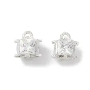 Rack Plating Brass Micro Pave Clear Cubic Zirconia Pendants