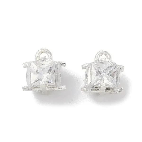 Rack Plating Brass Micro Pave Clear Cubic Zirconia Pendants