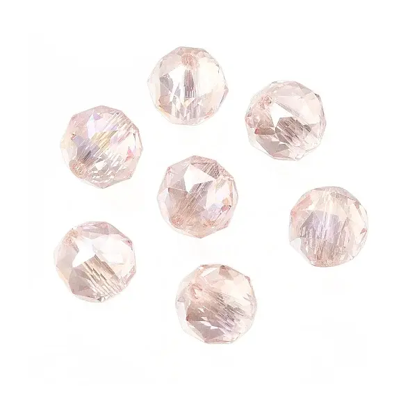 Electroplate Transparent Round Glass Beads