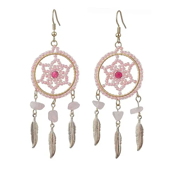304 Stainless Steel with Glass Dangle with Natural Agate Stud Earring
