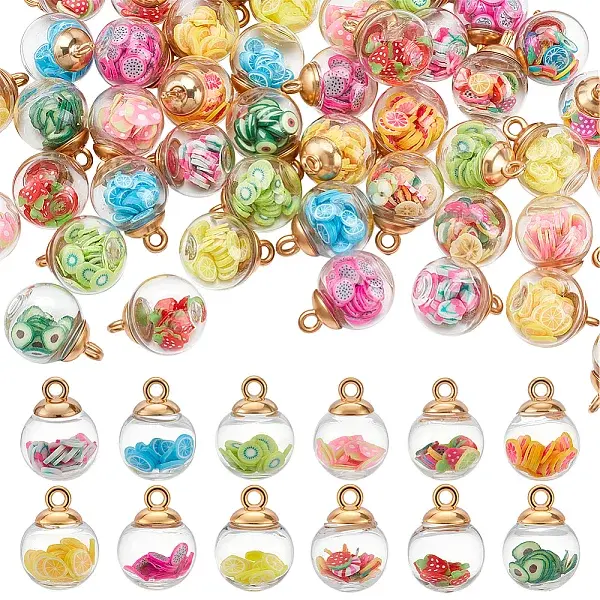 96Pcs 12 Colors Clear Glass Pendants