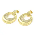 Twist Donut Clear Cubic Zirconia Stud Dangle Earrings