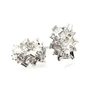 Column Brass Micro Pave Cubic Zirconia European Beads