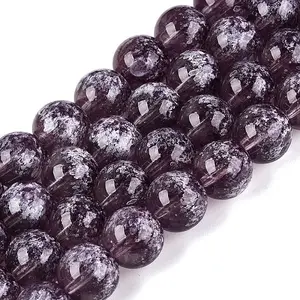 Transparent Half Spray Painted Glass Beads Strands