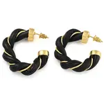 Brass & PU Leather Twist Stud Earrings