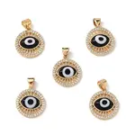 Lampwork Evil Eye Pendants with Clear Cubic Zirconia
