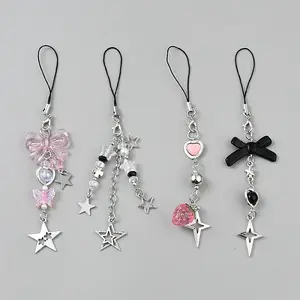 4Pcs 4 Styles Bowknot Acrylic & Star Alloy Pendant Decorations