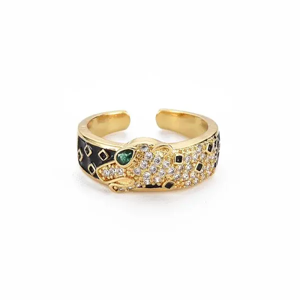 Cubic Zirconia Leopard Cuff Ring