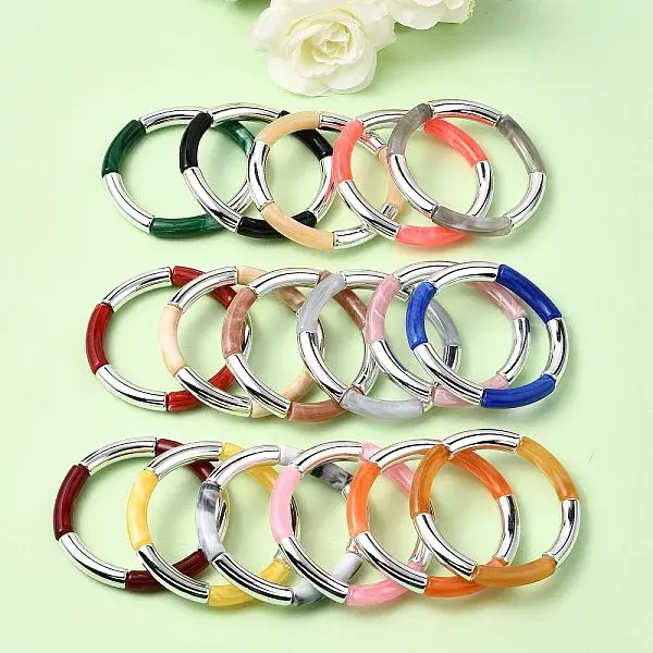 Plating Resin Beads Stretch Bracelets for Women