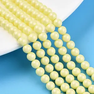 Baking Paint Pearlized Glass Pearl Bead Strands